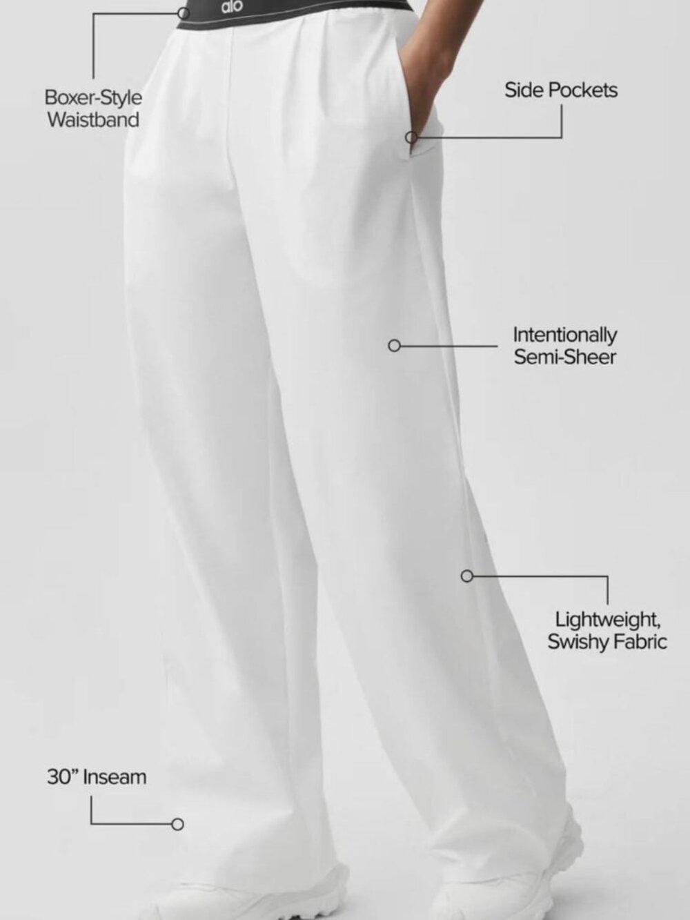 🆕Alo Yoga Suit Up Trouser White Regular Size 📦 Everyday Wear - Picture 8 of 9